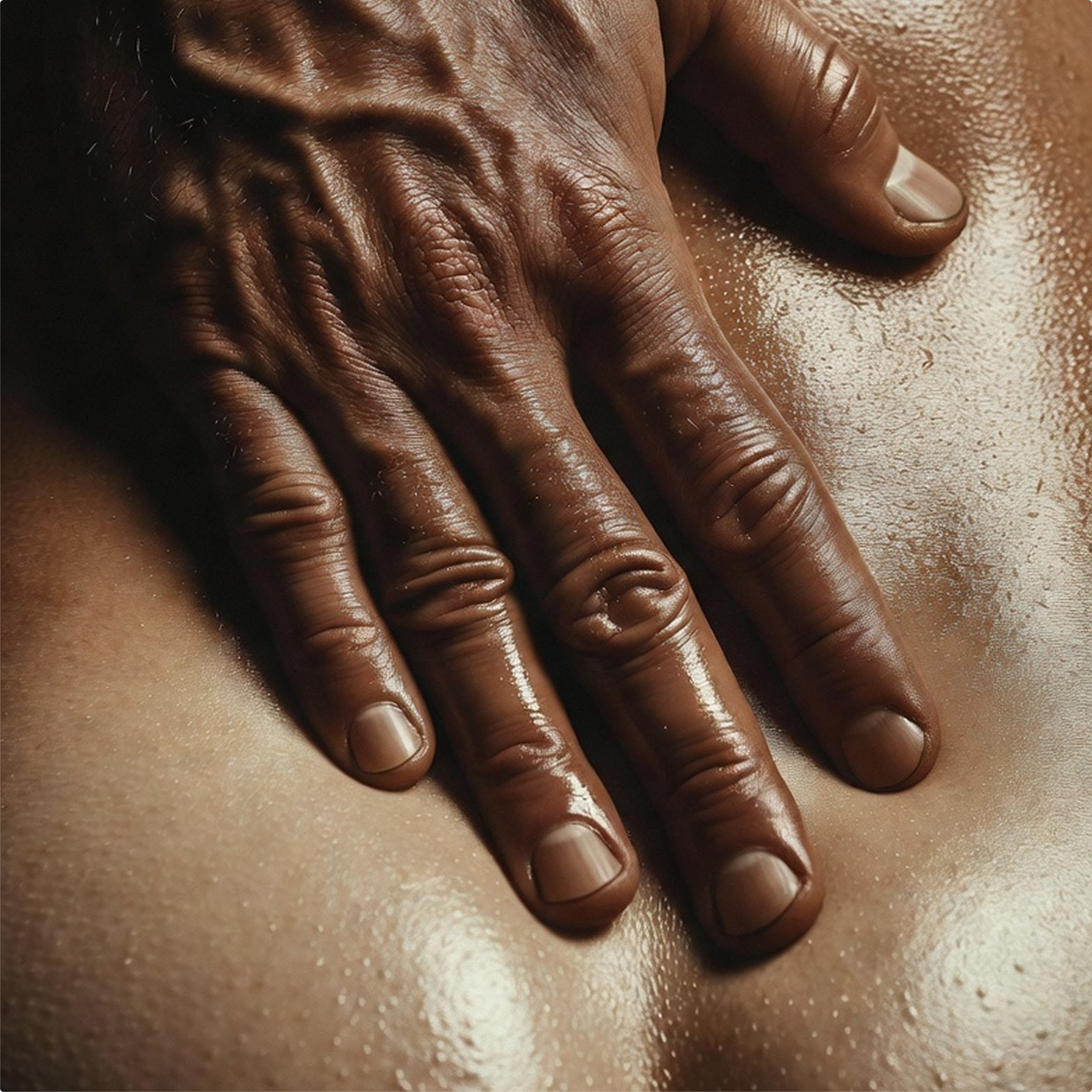 Close-up of a hand massaging lower-back